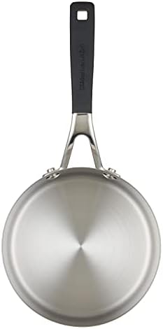 Quick Easyobia1 Quart Stainless Steel Saucepan with Pour Spouts Silicone Grip Handles