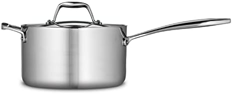 Durable stainless steel saucepan with lid