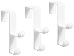 iDesign Over the Door Plastic Dual Hook Hanger Set of 3 White