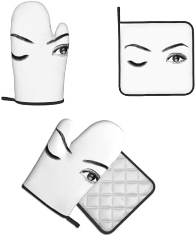 Eyelash Printed Oven Mitts and Pot Holders 2-Piece Set