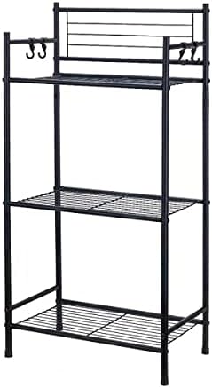 LH UNICO 3-Tier Wire Shelf Unit with 4 Hooks Black