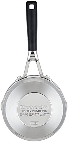 Quick Easyobia1 Quart Stainless Steel Saucepan with Pour Spouts Silicone Grip Handles
