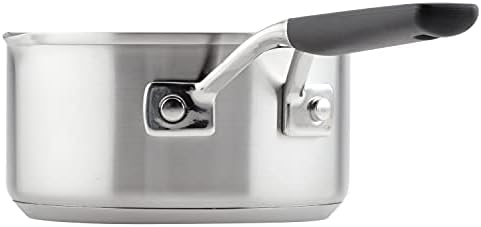 Quick Easyobia1 Quart Stainless Steel Saucepan with Pour Spouts Silicone Grip Handles