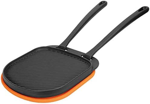 MixRBBQ Cast Iron Grizzler Pan with Silicone Mat and Handles