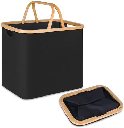 Laundry Basket with Handles Collapsible 60L Black