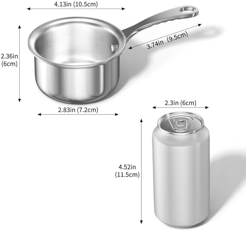 MACEVIA Mini Sauce Pan with Lid Stainless Steel for Home Kitchen