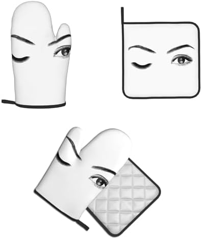 Eyelash Printed Oven Mitts and Pot Holders 2-Piece Set
