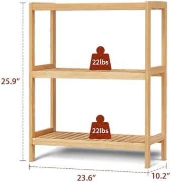 3-Tier Bamboo Freestanding Shelf Unit for Bathroom Kitchen Living Room Office