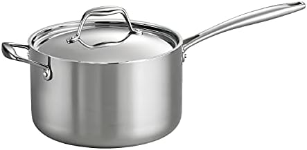 Durable stainless steel saucepan with lid