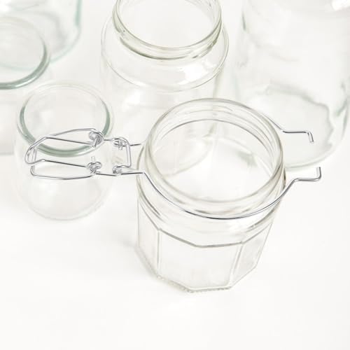 Wide Mouth Glass Jar Sealed Buckle Wire Clamp Silver