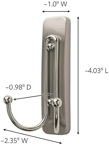 Command Large Brushed Nickel Double Hooks