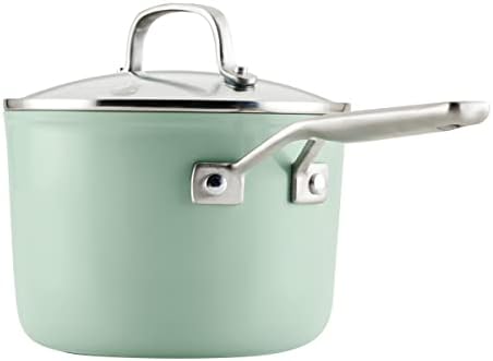 KitchenAid Hard Anodized Ceramic Nonstick Cookware Sauce Pan with Lid 3 Quart Pistachio