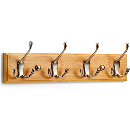 AmazonBasics 4-Piece Wall-Mounted Coat Rack for Home Living Room