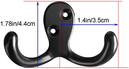 MsBongHeavy Duty Dual Coat Hooks Set for Key Hat Umbrella Black