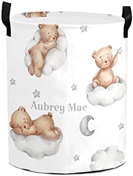 Watercolor Bear Moon Stars Laundry Basket Organizer