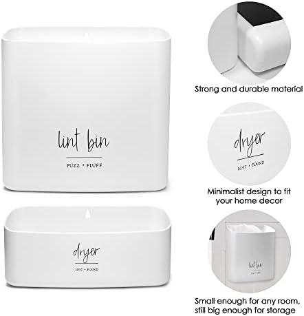 August and Wae Magnetic Lint Bin Set 2 Piece Laundry Storage Solution