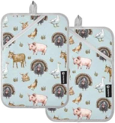 Potholder Goose Cow Chicken Pig Pot Holder Set of 2