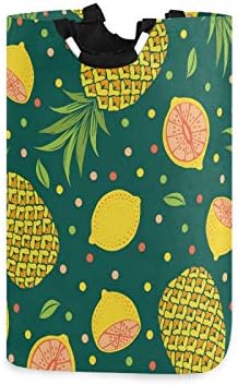 Susiyo Exotic Fruits Pineapples Limes Collapsible Laundry Basket with Handle