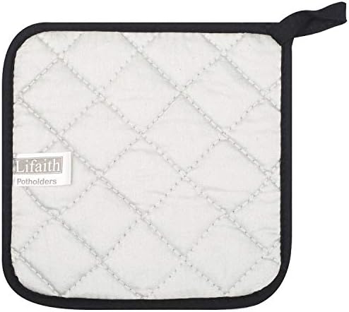 5 Black Cotton Potholders Heat Resistant