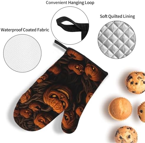 Pumpkin Oven Mitts Pot Holders Set of 4 Heat-Resistant Cooking Tools