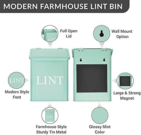 Calindiana Modern Farmhouse Metal Lint Bin for Laundry Room