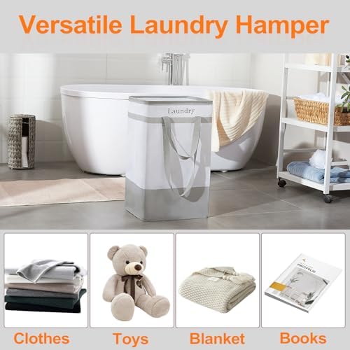 Two-Piece Collapsible Laundry Hamper for Bathroom Storage