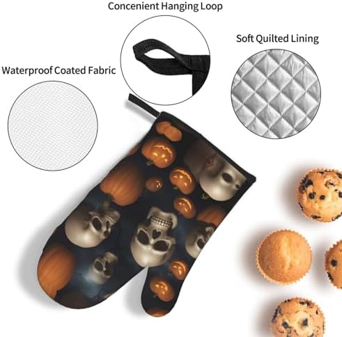 Scary Halloween Oven Mitts Set Heat-Resistant Pot Holders