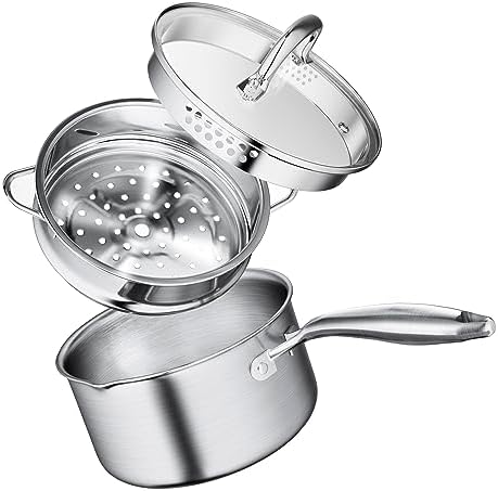 Perfectsta churches ss saucepan with steamer elegant cooking tool for home kitchen