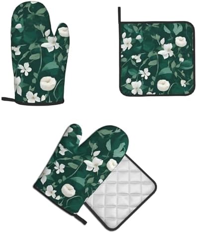 Quopvn Grass and Dove Printed Oven Mitts and Pot Holders 2-Pack Set