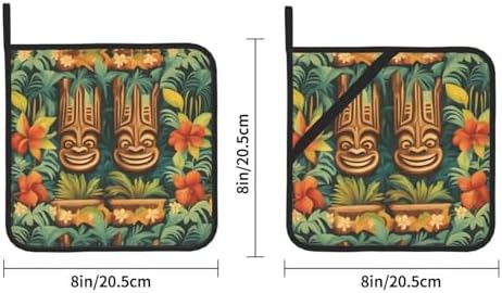 Aloha Tiki 2-Piece Heat-Resistant Potholders BBQ for Cooking Grilling