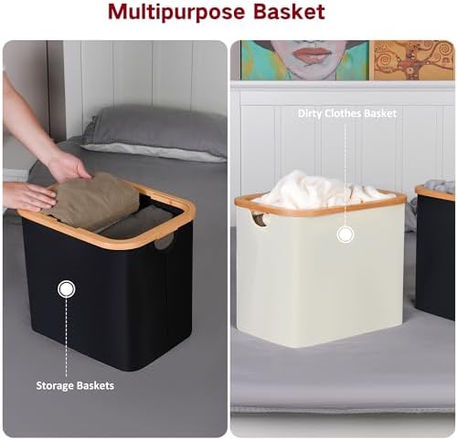 Laundry Basket with Handles Collapsible 60L Black