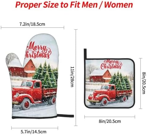 Merry Christmas 4-Piece Pot Holder Oven Mitt Set