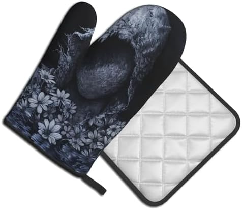 Spooky Ghost Potholders Oven Mitts Set