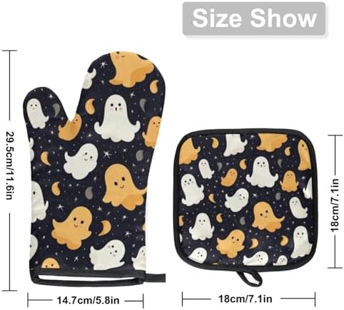 Aglebo Abstract Halloween Ghost Oven Mitts and Pot Holders Set of 2
