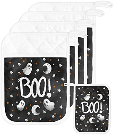 Scarecrows Spooky Halloween 5-Piece Pot Holder Set with Loops