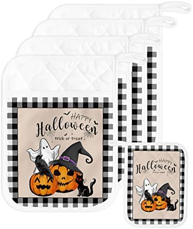 HilariousM Halloween Pumpkins Ghosts 5PCS Pot Holders
