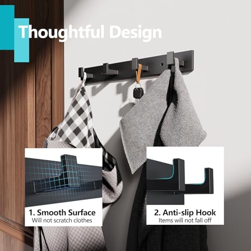 STKYGOOD Coats Hangedentryway bathroom bedroom Matt Black Heavy Duty 44 lbs Capacity