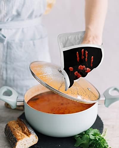 Halloween Blood Handprint 5pcs Oven Mitts Set