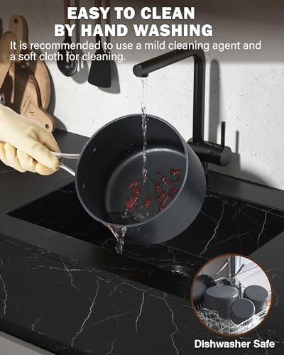 Pro-Grade 1-Quart Hard Anodized Saucepan with Glass Lid