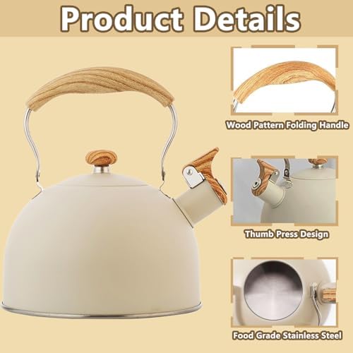 26 Quart Whistling Tea Kettle with Ergonomic Handle - Effortless Tea Brewing Experience