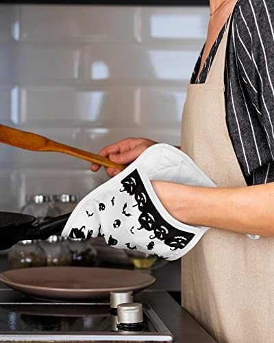 Halloween pumpkin bat pot holders set for home cooking