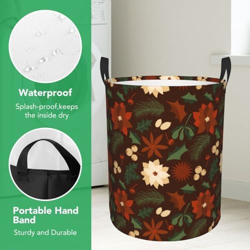 Waterproof Christmas Clothes Hamper with Handles for Laundry Room Bathroom Storage