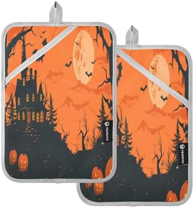 KLUVIO Halloween-Style Heat-Resistant Potholders Set of 2
