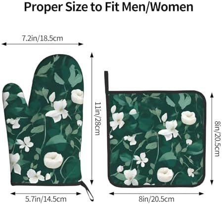 Quopvn Grass and Dove Printed Oven Mitts and Pot Holders 2-Pack Set