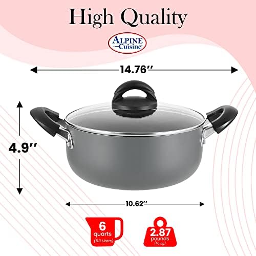 Sturdy 6QT Dutch Oven pot with Lid for Cooking