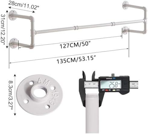 IBUYKE Space-Saving 2-Piece Wall-Mounted Clothing Rack