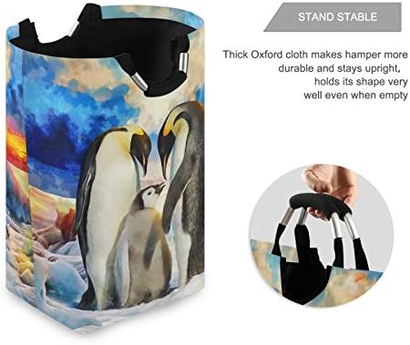 Susiyo Foldable Laundry Basket with Handles and Penguin Pattern