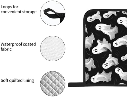 Exclusive Halloween Set 4PCS Heat Resistant Oven Mitts Potholders