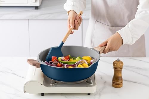 Country Kitchen 14-Piece Nonstick Cookware Set with Utensils Navy