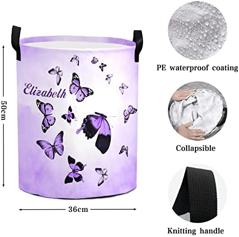 Color Sky Butterflies Personalized Waterproof Folding Laundry Basket